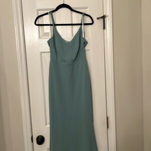 Lulus Moments Of Bliss Dusty Seafoam Backless Mermaid Maxi Dress